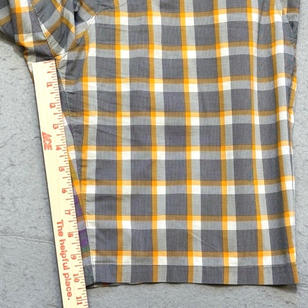 BOSS HUGO BOSS Regular Fit Plaid Shorts Mens 30 Orange Grey Checkered Golf - Picture 6 of 9